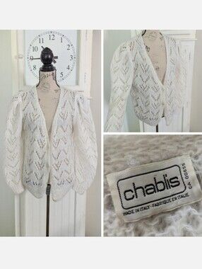 Vintage Pearl Accent Knit Cardigan Sweater